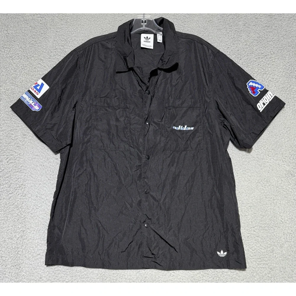 Adidas Originals Trefoil Graphic Snap button Mechanic Shirt H57828 Mens Large